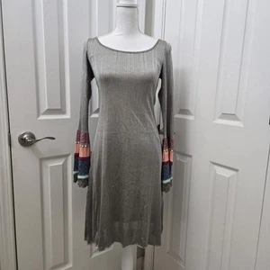 Cecilia Prado Sweater Dress Womens Small Gray Knit Colorful Bell Sleeve - Picture 1 of 13