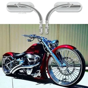 Mini Oval Chrome Motorcycle Rear View Mirrors For Harley Davidson Breakout FXBRS - Picture 1 of 18