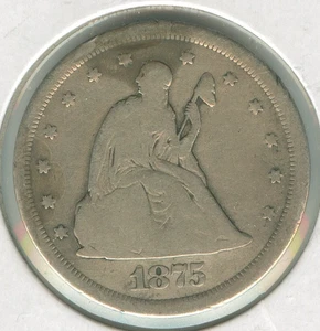 1875-S Twenty-Cent Piece 20C Silver Coin - RK370 - Picture 1 of 2