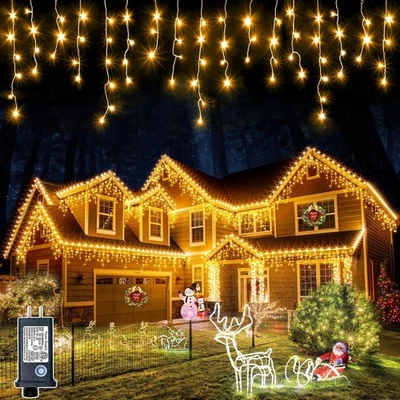 99ft 1216 LED Christmas Lights Outdoor - 8 Modes Icicle Lights with 228 Drops... - Image 1 of 4