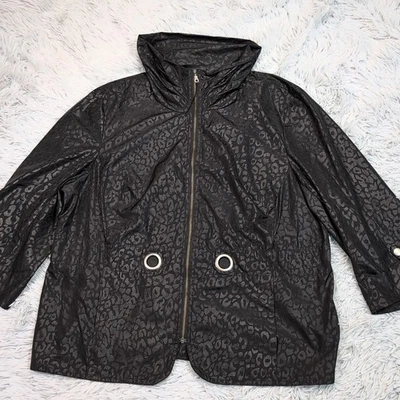 Tribal Jacket Womens 16 Black Animal Print Pockets Lightweight Zip Up Comfort - Image 1 of 4