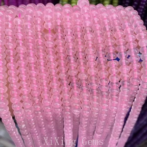 Cuentas espaciadoras rondelle de cuarzo rosa natural de alta calidad de 5x8 mm para hacer joyas - Imagen 1 de 6