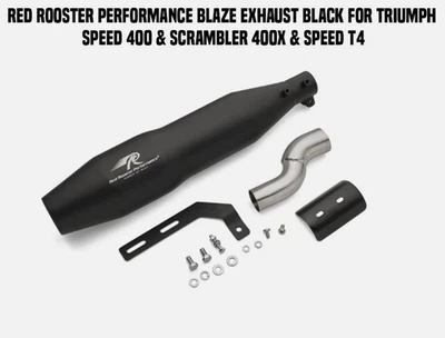 RED ROOSTER BLAZE EXHAUST BLACK FIT FOR TRIUMPH SPEED 400 & SCRAMBLER 400X & T4 - Image 1 of 4