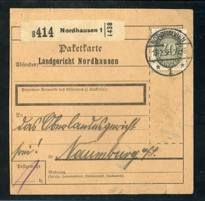 DR SERVICE No. 120 PARCEL CARD NORDHAUSEN 13.2.1935 - NAUMBURG!!! (970818) - Picture 1 of 2
