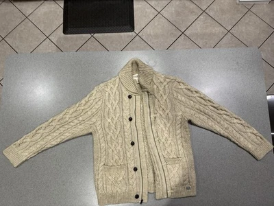 Cárdigan suéter grueso Ralph Lauren Denim Supply de algodón verde tejido con cable XL Foto 1 de 4