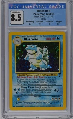 Pokémon Base Set 2 Blastoise Holo Rare #2, Wizards Of The Coast, CGC 8.5 W/subs - Image 1 of 2