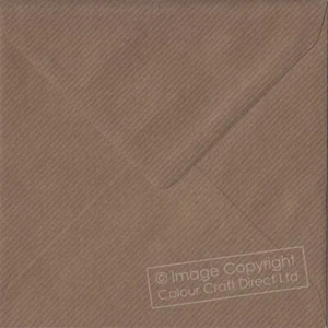 Brown Ribbed S4 - 155 mm x 155 mm 100gsm Gummed Square Colour Envelopes - Picture 1 of 1