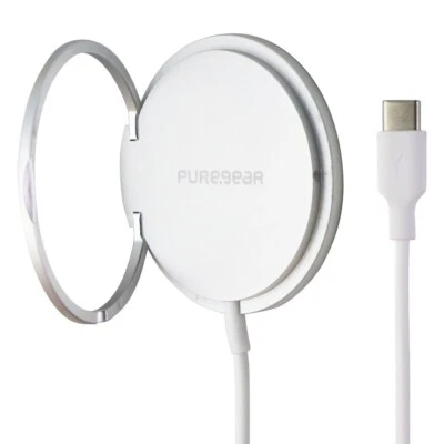 PureGear 15W Fast Magnetic (MagSafe) Wireless Charger - Silver/White (63871PG) - Image 1 of 3