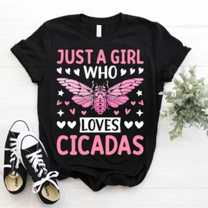 Bug Insect Lover Entomologists Just A Girl Who Loves Cicadas T-Shirt Entomology - Picture 1 of 5