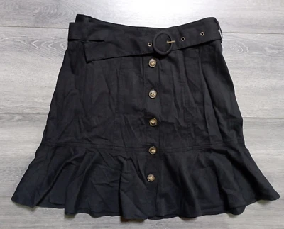 Nine West Skirt Adult Womens X-Small Black Ruffle Flounce Belted - Image 1 of 4