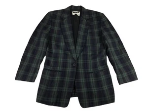 Dkny Jeans Mens Blue Green Plaid Long Sleeve Notch Collar Blazer Jacket Size 4 - Picture 1 of 9