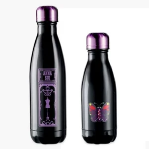 NEW Starbucks Anna Sui Swell Bottle Water Black Stainless 17oz/9oz Set of 2 - Picture 1 of 5