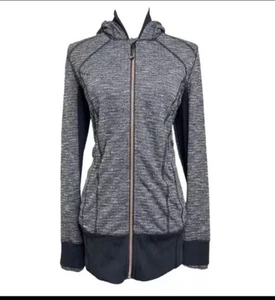 Lululemon Daily Practice Jacket 8 grau schwarz Kapuze Full Zip Wandern Studio Kapuze - Bild 1 von 16