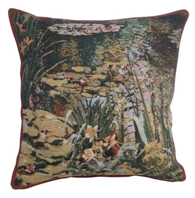 Monet's Garden Yellow Flowers Tapestry Cushion New - Image 1 of 4