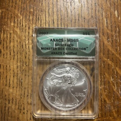 2007 American Silver Eagle ANACS MS-69  ~ No Spots ~ Bright White - Image 1 of 2