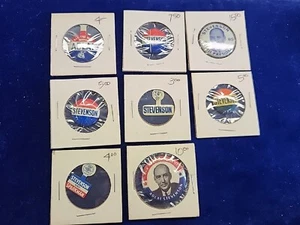 ADLAI STEVENSON - 1952 /1960 Presidential Campaign Pinback Buttons Tabs Pins LTB - Picture 1 of 7