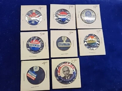 ADLAI STEVENSON - 1952 /1960 Presidential Campaign Pinback Buttons Tabs Pins LTB - Image 1 of 4