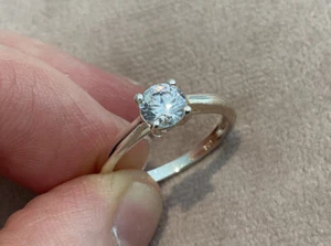 0.66 Carat Lab Created Diamond Round Engagement Ring Platinum Plated 925 U Half - Picture 1 of 8