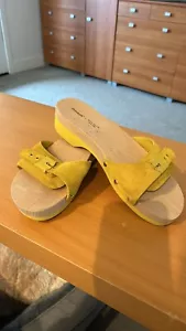 Dr Scholls X Kate Spade Yellow Suede Shoes Sandal Slides Wood Size 10 Women’s - Picture 1 of 4