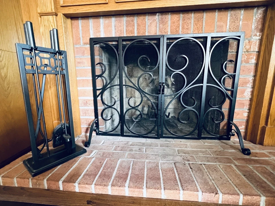 Fireplace Screen and Tools - Image 1 of 1
