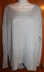 LANE BRYANT Plus 18/20W THIN SWEATER (gray w/ long sleeves & burn-out stripes) - Picture 1 of 1
