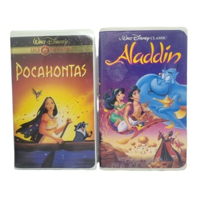 Aladdin VHS Black Diamond Classic Walt Disney 1662 Collectors & Pocahontas Gold  Foto 1 de 4