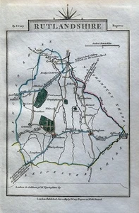 RUTLAND John Cary Original Hand Coloured Miniature Antique County Map 1819 - Picture 1 of 1
