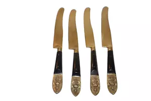 Vintage Thailand Buddha Gold & schwarzes Holz - Menge 4 Steakmesser 8,5" - Bild 1 von 7
