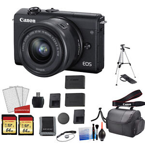 Canon EOS M200 with 15-45mm Lens Kit with Spare Battery + More - International