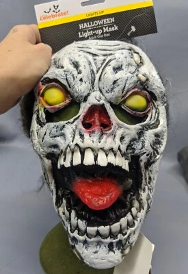 NWT Light Up Zombie Skull Unisex Mask. One Size Fits All. - Image 1 of 4