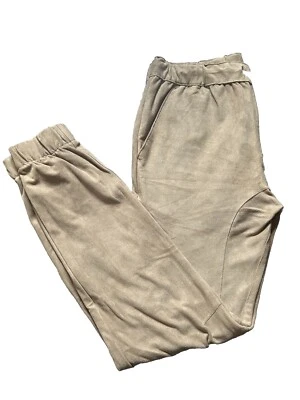 New Pacsun Mens Khaki Tan Microsuede DRAWSTRING Elastic JOGGERS Pants Small - Image 1 of 4
