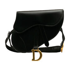 Authenticated Dior Saddle Black Calf Leather Belt Bag
