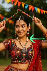 Set orecchini collana Navratri speciale multicolore set capelli rani regalo Rakhi teej - Foto 1 di 8