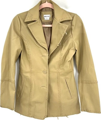 Chaqueta de cuero sintético tostado Wet Seal - pequeña para mujer Foto 1 de 4