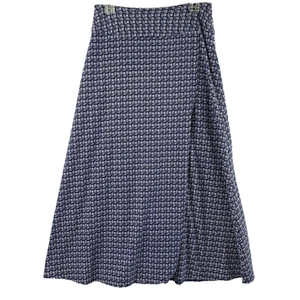Talbot Maxi Skirt Womens Small Navy Blue White Print Knit Casual Comfy Pull On - Picture 1 of 10