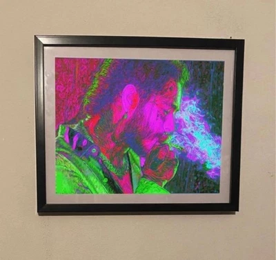 Impressão artística psicodélica emoldurada com design abstrato de fumaça - Imagem 1 de 3