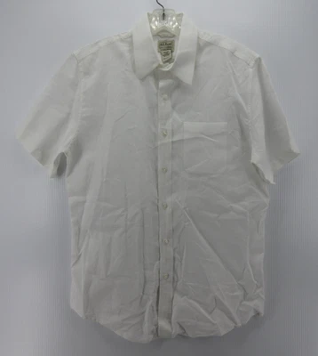 LL Bean Shirt Men Medium White Linen Button Up Slightly Fitted Preppy Woven - Image 1 of 4