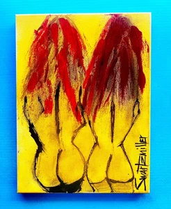 SUNNY SISTER LADY NUDE ART PAINTING CANVAS 9 X 12 Original SWARTZMILLER DNA new - Picture 1 of 20