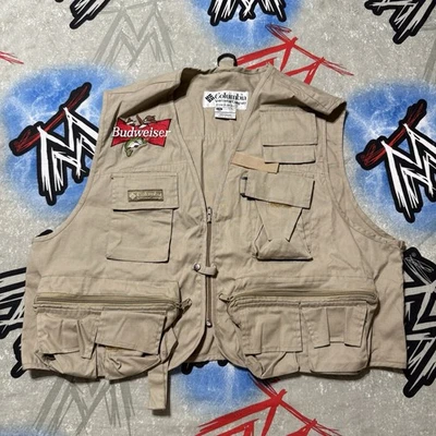 Colete de pesca Columbia Sportswear masculino G/XL bege Budweiser pesca - Imagem 1 de 4