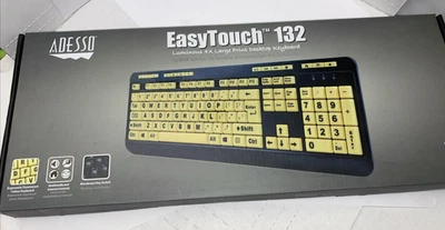Luminous 4 X Large Print Multimedia Desktop Usb Keyboard, Black Yellow NIB - Image 1 of 3