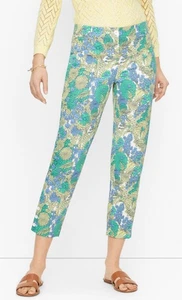 Talbots Perfect Crop Pants size 16 Green Blue Yellow Floral Print Capri NWT - Picture 1 of 12