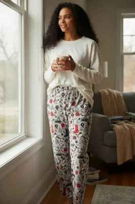 Pantalones de pijama de vellón Munki Munki Peanuts Snoopy Navidad para mujer talla grande  Foto 1 de 4