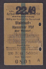 Germany, 1949 used Railway Ticket, Narrow Gauge Line, Wokers Weekly 3rd Class