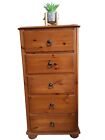 Vintage Solid Pine Country Tallboy Chest of Drawers 5 Drawer Antique Bedroom