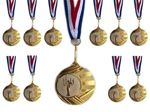 30x Winners Medals - 40mm Gold Metal With Ribbons - Picture 1 of 3