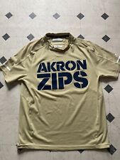 Adidas Akron Zips Shirt Adult Medium Gold Climalite Short Sleeve Crewneck Mens *
