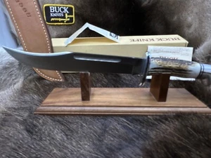 Vintage Buck 120 Fixed Blade With Stag Handles & Leather Sheath Mint In Box Rare - Picture 1 of 22