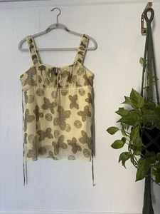 Vintage Y2K Jordache Baby Doll Tank Paisley Butterfly Whimsy Fairy Cottage L - Picture 1 of 8
