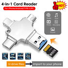 4 in 1 OTG Type-C Micro USB Lightin Adapter TF Card Reader For Android/iPhone/PC
