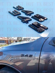 (2pc) Gloss Black 345 Badge Emblem for MOPAR HEMI Passenger & Driver Side - Picture 1 of 5